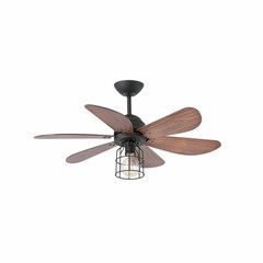 Ceiling Fan with Light S - Black & Walnut