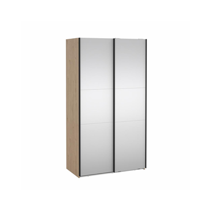 Como Wardrobe with 2 Sliding Doors – Jackson Hickory & Mirror