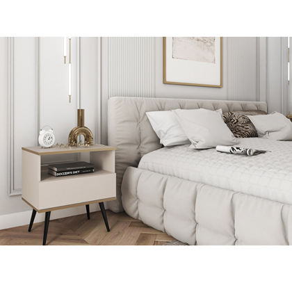 Nightstand – Beige & Gold
