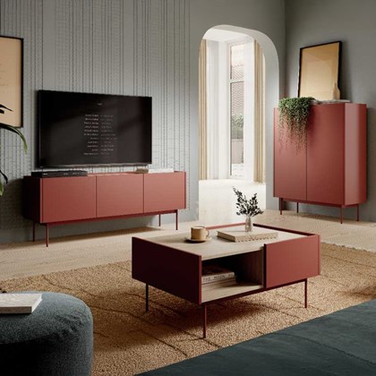 Sideboard Large 2 Doors – Ceramic Red & Linea Oak