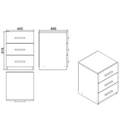 Office Chest With Drawers Oak Larex Black
