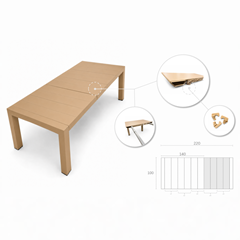 Modular Extendable Table 140/220x100x75 cm - Taupe