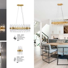 Wall Lamp Crown Satin Gold with Metal Clear Crystal