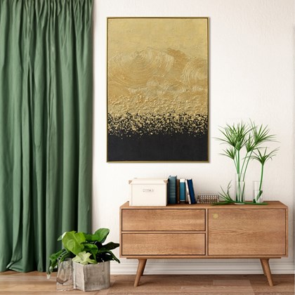 Gold Accentuated Black Acrylic Painting 82.5x122.5 cm