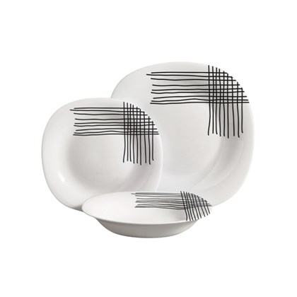 18 Pcs Decorated Dinnerware Square – Black & White