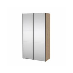 Como Wardrobe with 2 Sliding Doors – Jackson Hickory & Mirror