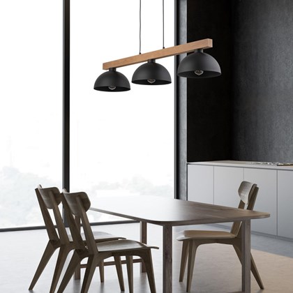 Pendant Lamp Oslo 3 Panels E27 15W Black