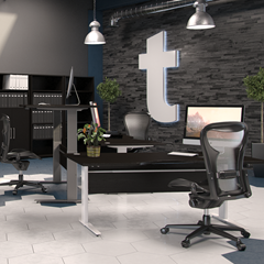 Desk with Black Panel and Adjustable Height