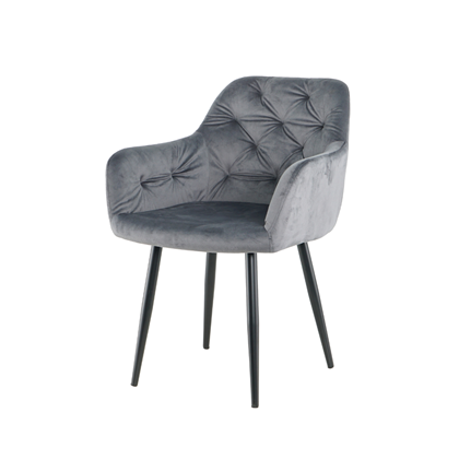 Dark Grey Velvet Dining Armchair