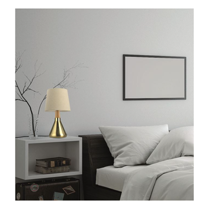 Brass & Wood Table Lamp – Sand White