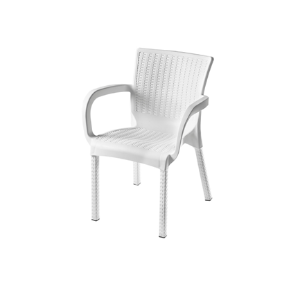 Rattan Armchair with Plastic Legs White