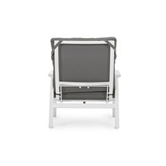 White Reclining Armchair with Cushion & Ottoman