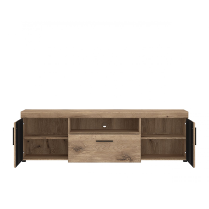 TV Unit 2 Doors 1 Shelf – Viking Oak & Grey Cosmos