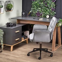 Office Desk With Drawer - Anthracite & Wotan Oak