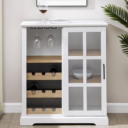 Sliding Glass Bar Cabinet White Light