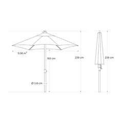Anthracite & Taupe Centre-Pole Parasol D250
