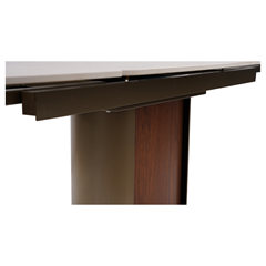 Extendable Ceramic Table – White Cave Stone & Walnut