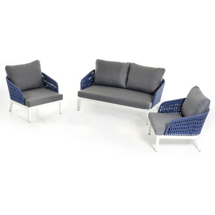 Aluminum Rope Blue Sofa - Set of 3