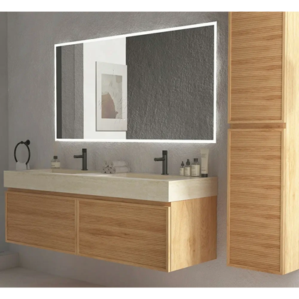 Bathroom Vanity with Travertine Basin & LED Mirror