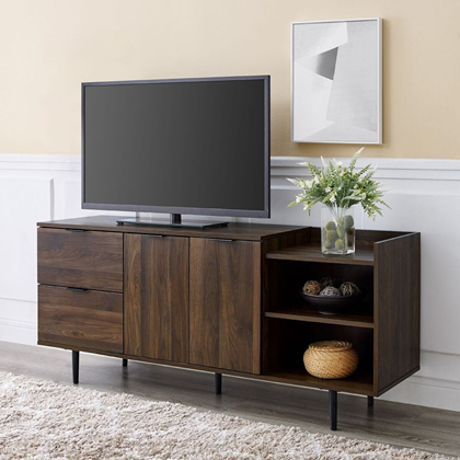 Modern Storage TV Stand - Dark Walnut