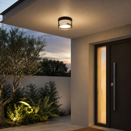 LED Outdoor Ceiling Light Round – Black & White