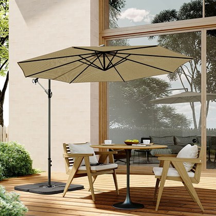 Hanging Umbrella 3m Taupe with 100kg Base