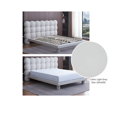 Upholstery Bed with Gas Lift 160x200 - Light Grey