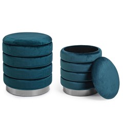 Darina Navy Set of 2 Pouf With Container