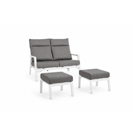 Set  White & Grey Recliner Sofa and 2 Ottoman