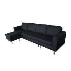 Corner Sofa 3-Seater Black