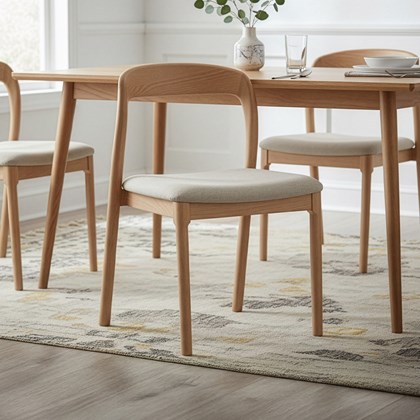 V Chair – Fabric & White Wax Wood Frame