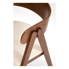 Walnut Dining Chair - Light Beige Fabric