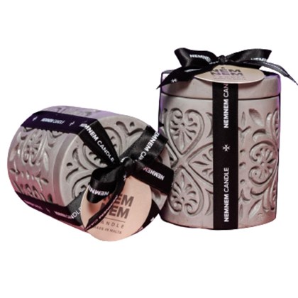 Heart Small Cylinder Candle Jar - Gray Oud Black