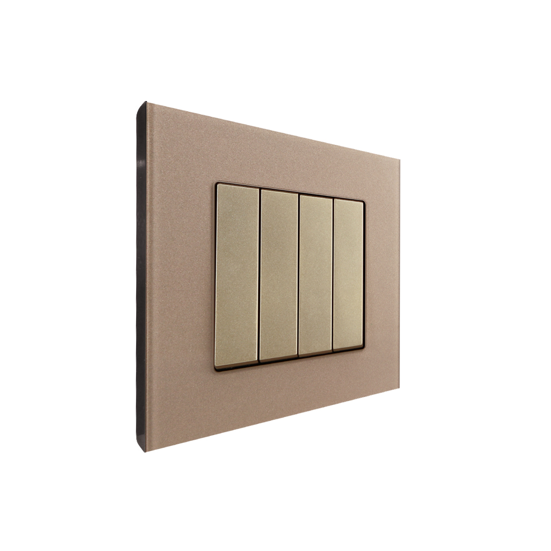 4 Gang 2 Way Switch Gold Temp Glass