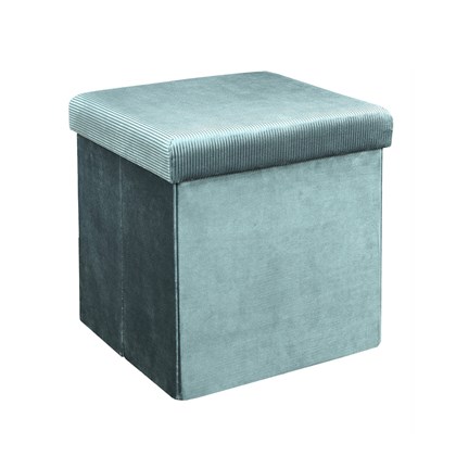 Blue Velvet Storage Box-Pouf