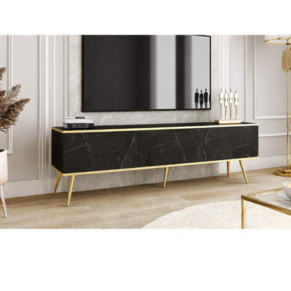 TV Unit with Gold Legs – Marble