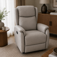 160 Wide-Angle Plush Padded Manual Recliner– Light Grey