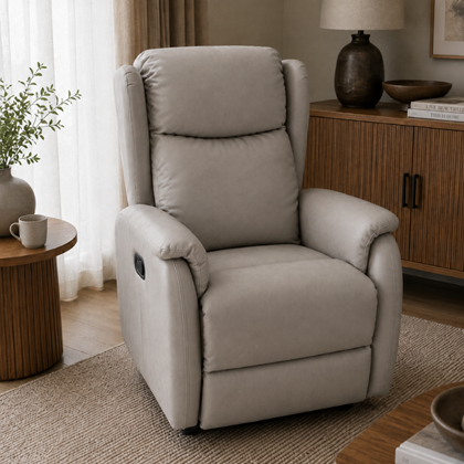 160 Wide-Angle Plush Padded Manual Recliner– Light Grey