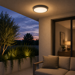 Light Grey Plastic Ceiling Light - Down - E27