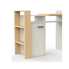 Loft Bed with Desk, Storage & Mirror – Beige & Grey