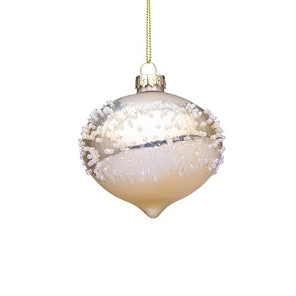 Adorn Champagne White Glass Ornament