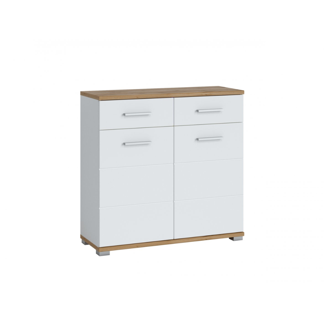 Sideboard 2 Doors 2 Shelves – Alpine White & Wotan Oak