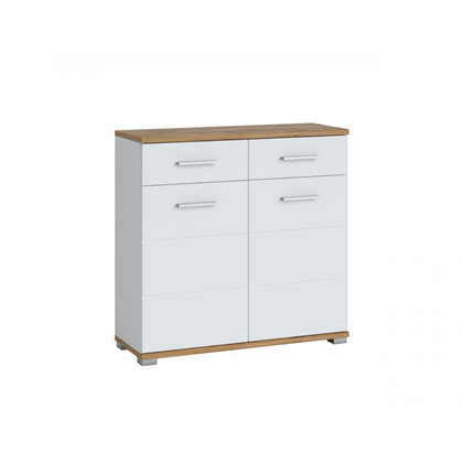 Sideboard 2 Doors 2 Shelves – Alpine White & Wotan Oak