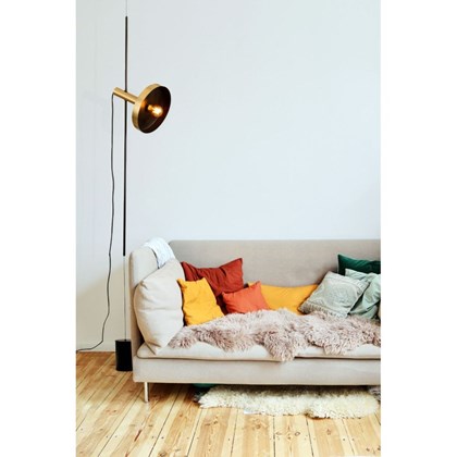 Pendant/Floor Lamp - Satin Gold & Black