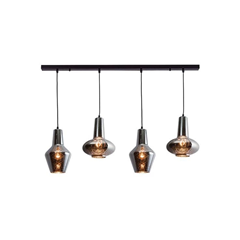 Glass Pendant Light 4x E27 – Chrome Glass & Black Matt