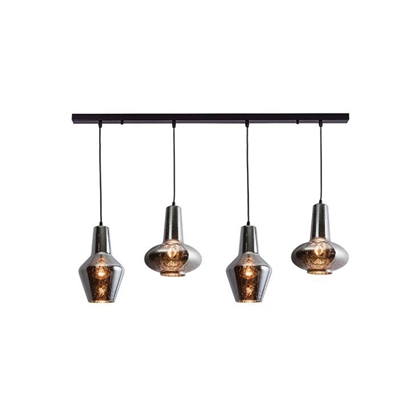 Glass Pendant Light 4x E27 – Chrome Glass & Black Matt