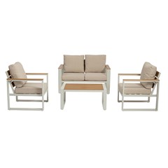 Sofa Set 4 White Beige
