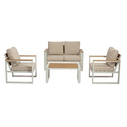 Sofa Set 4 White Beige