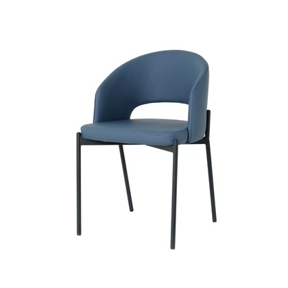 Dining Chair Blue PU with Black Legs