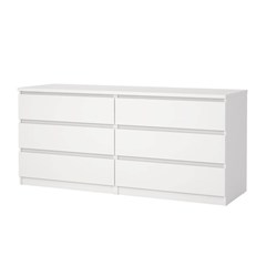 White Naia Double Dresser 6 Drawers